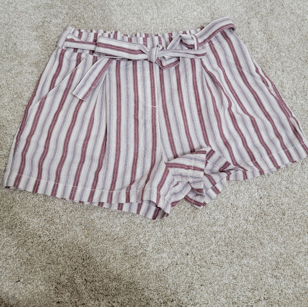 Ci Sono Stripped Paperbag Shorts